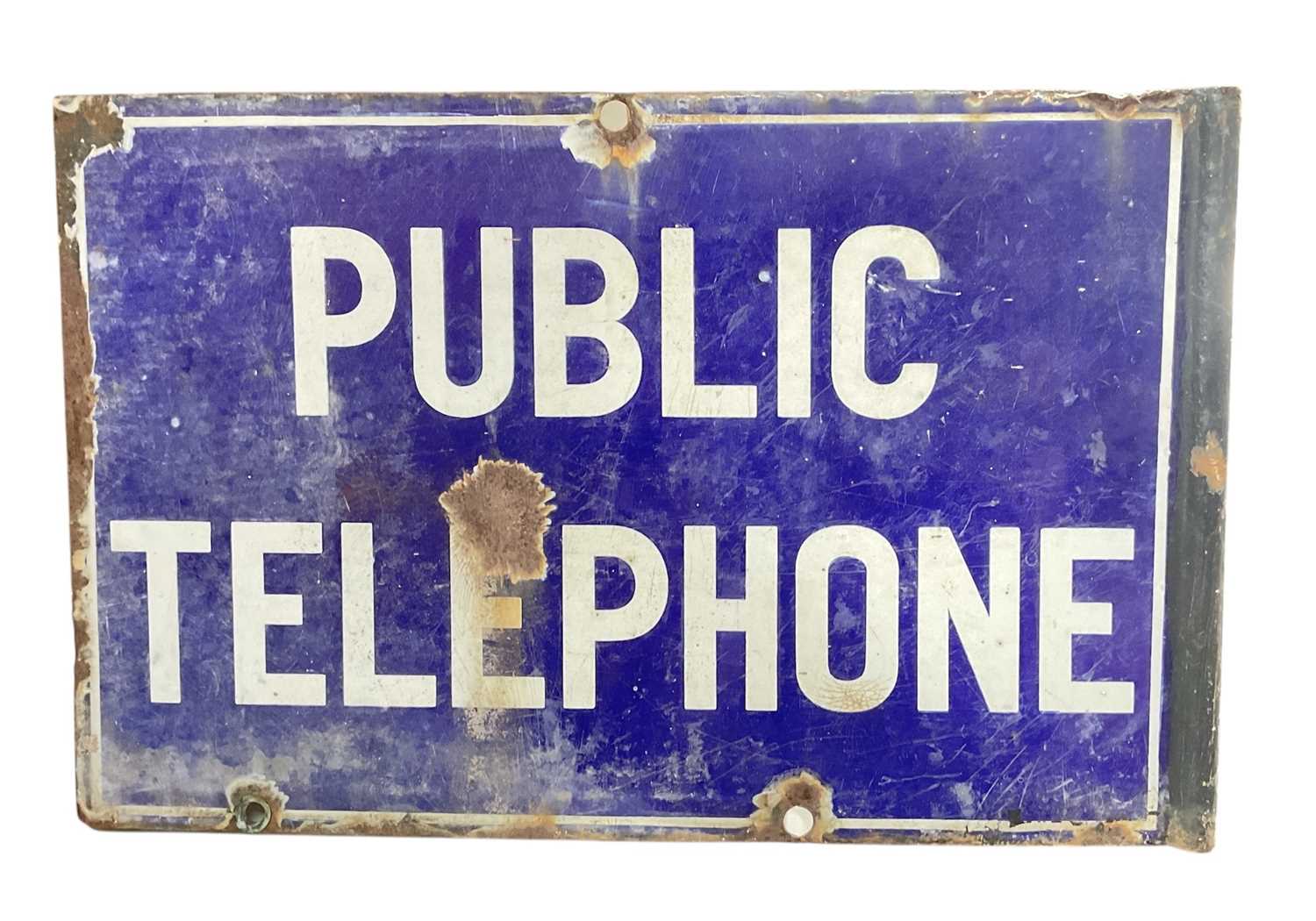 Lot 13 - Vintage enamel 'Telephone' doubled sided hanging sign, 47.5cm x 30.5cm