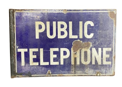 Lot 13 - Vintage enamel 'Telephone' doubled sided hanging sign, 47.5cm x 30.5cm