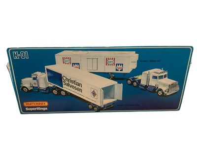 Lot 1740 - Matchbox SuperKings Peterbilt Refrigeration Truck Langnese Iglo, Christian Salvesen, Glaces Gervais, Euro Express & Pepsi, all in window boxes No.K-31 (5)