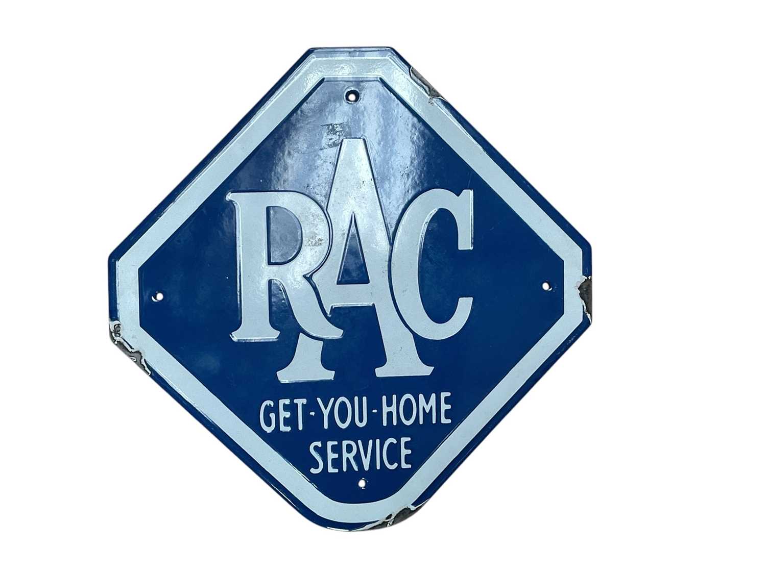 Lot 22 - Reproduction RAC Diamond enamel 'Get you home service' sign, 37cm in diameter.
