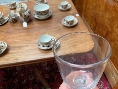 Lot 21 - Three 18th century double series opaque twist wine glasses, with round funnel bowls, plain stems and feet, 14.5cm to 15.25cm high