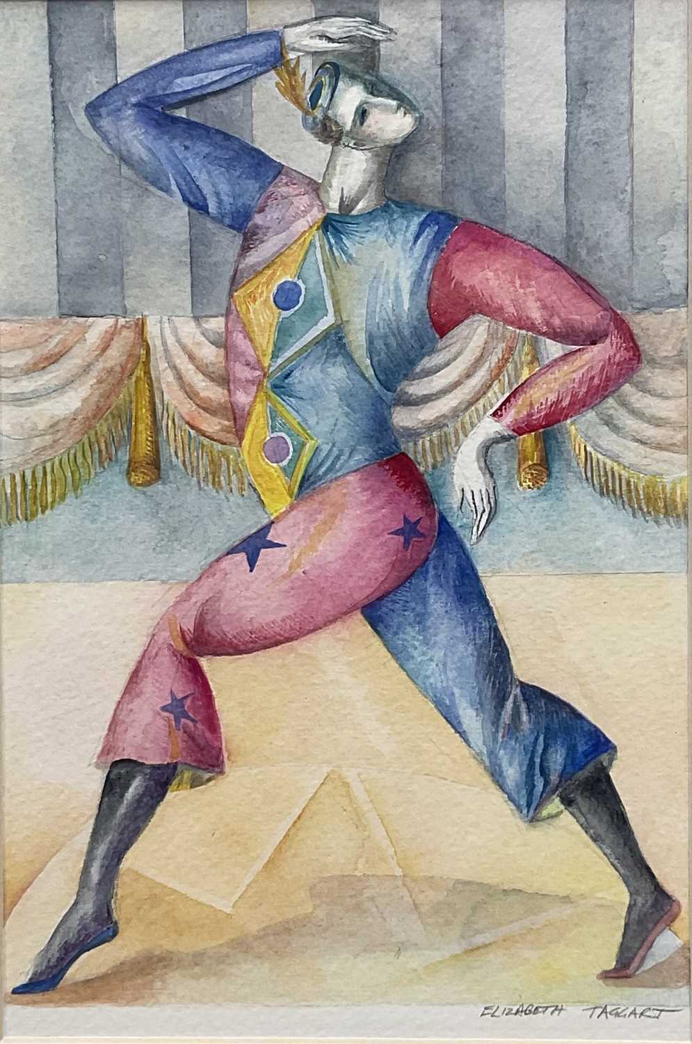Lot 249 - Elizabeth Taggart (Born 1943) watercolour and pencil, Harlequin, 21cm x 14cm, signed, in glazed frame .