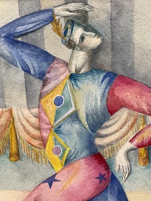Lot 249 - Elizabeth Taggart (Born 1943) watercolour and pencil, Harlequin, 21cm x 14cm, signed, in glazed frame .