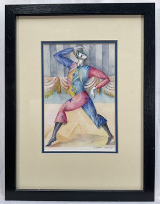 Lot 249 - Elizabeth Taggart (Born 1943) watercolour and pencil, Harlequin, 21cm x 14cm, signed, in glazed frame .