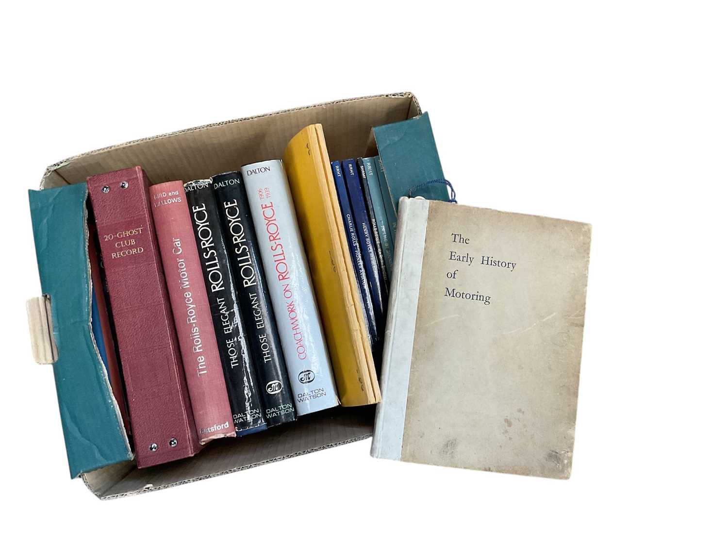 Lot 52 - Collection of Rolls-Royce related reference books, including Dalton Watson books, The Early History of Motoring and others (1 box).