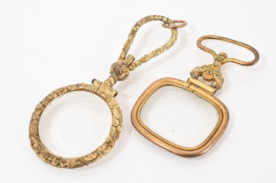 Lot 453 - Regency gilt metal chain and two Regency gilt metal magnifying glasses