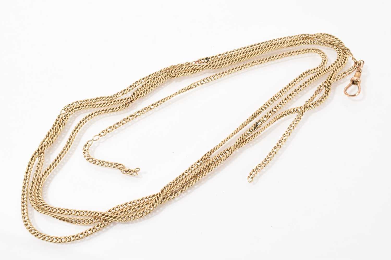 Lot 468 - Victorian yellow metal guard chain