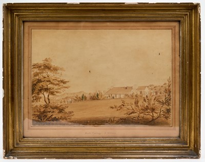 Lot 76 - Rare Early 19th century framed pencil drawing of Longwood House on St Helena titled in margin 'Longwood' and inscibed on reverse of frame ' Longwood, Napoleon's home from December 10th, 1815 unt...