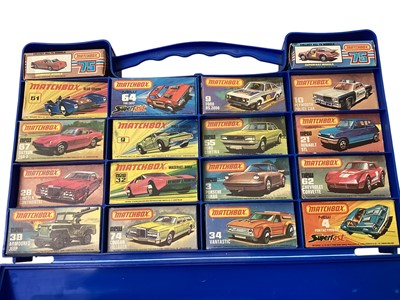 Lot 1724 - Matchbox Carry Case with Superfast 1-75 Series diecast vehicles, some boxed (4)