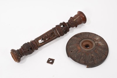 Lot 788 - Early, probably 17th century carved boxwood candlestick