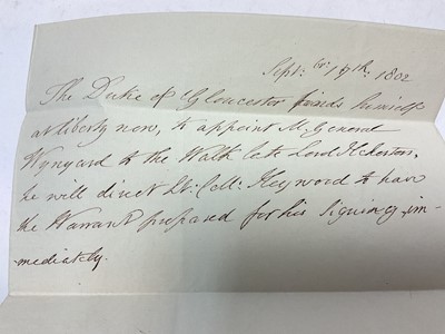Lot 78 - Mrs Mary Wynyard, wife of Colonel John Wynyard, 17th Regiment of Foot, a fascinating group of Mid to late 18th century correspondence including a rare 1760 Lottery ticket, and a handwritten not...