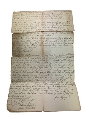 Lot 78 - Mrs Mary Wynyard, wife of Colonel John Wynyard, 17th Regiment of Foot, a fascinating group of Mid to late 18th century correspondence including a rare 1760 Lottery ticket, and a handwritten not...