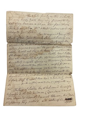 Lot 78 - Mrs Mary Wynyard, wife of Colonel John Wynyard, 17th Regiment of Foot, a fascinating group of Mid to late 18th century correspondence including a rare 1760 Lottery ticket, and a handwritten not...