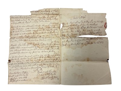 Lot 78 - Mrs Mary Wynyard, wife of Colonel John Wynyard, 17th Regiment of Foot, a fascinating group of Mid to late 18th century correspondence including a rare 1760 Lottery ticket, and a handwritten not...