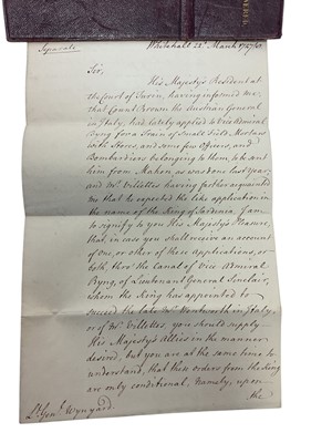 Lot 78 - Mrs Mary Wynyard, wife of Colonel John Wynyard, 17th Regiment of Foot, a fascinating group of Mid to late 18th century correspondence including a rare 1760 Lottery ticket, and a handwritten not...
