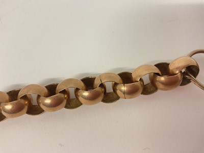 Lot 466 - Victorian gold bracelet with large, exaggerated belcher links and a heart shaped padlock clasp with glazed locket compartment