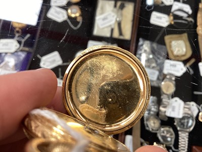 Lot 710 - Late 19th century 18ct gold full hunter fob watch
