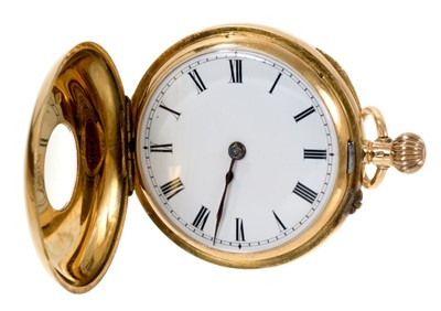 Lot 711 - 18ct gold half hunter fob watch