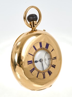 Lot 713 - Victorian 18ct gold half hunter 'Keyless Ludgate' pocket watch by J.W. Benson