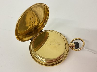 Lot 713 - Victorian 18ct gold half hunter 'Keyless Ludgate' pocket watch by J.W. Benson