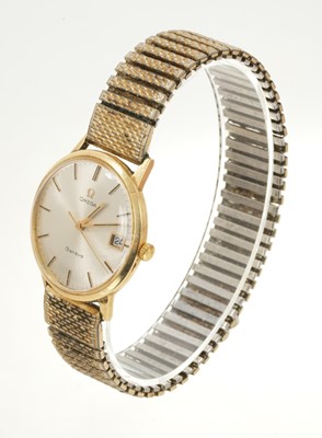 Lot 686 - 1960s Omega 18ct gold wristwatch on expandable gold plated bracelet