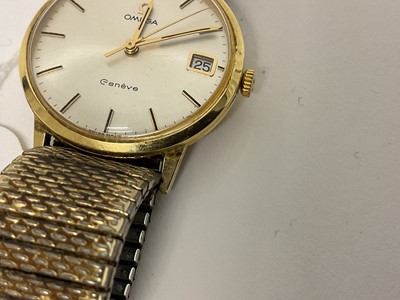 Lot 686 - 1960s Omega 18ct gold wristwatch on expandable gold plated bracelet