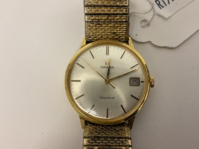 Lot 686 - 1960s Omega 18ct gold wristwatch on expandable gold plated bracelet