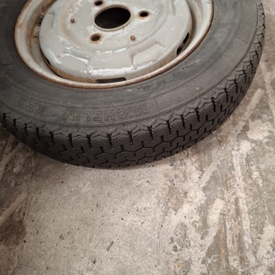 Lot 56 - Set of four French steel wheels and tyres (4).