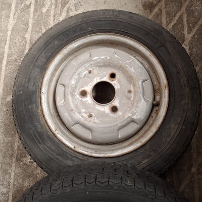 Lot 56 - Set of four French steel wheels and tyres (4).