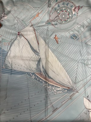 Lot 2056 - Hermès silk scarf in box Tuiga by Dominik A. Jarlegant 90cms x 90cms.
