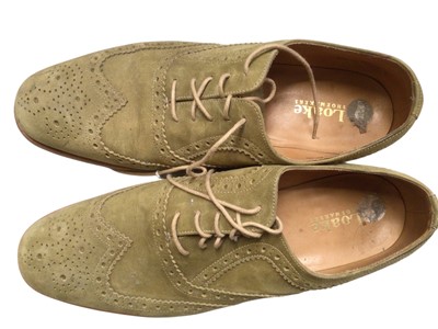 Lot 2076 - Pair of Loake green suede brogues, Tye size 10