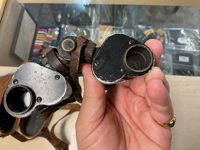 Lot 50 - Pair of First World War Officer's private purchase binoculars in black painted finish, engraved Carl Zeiss Zena D.R.P., in brown leather case. Provenance: formerly the property of Brigadi...