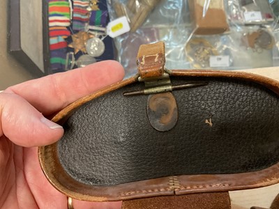 Lot 50 - Pair of First World War Officer's private purchase binoculars in black painted finish, engraved Carl Zeiss Zena D.R.P., in brown leather case. Provenance: formerly the property of Brigadi...