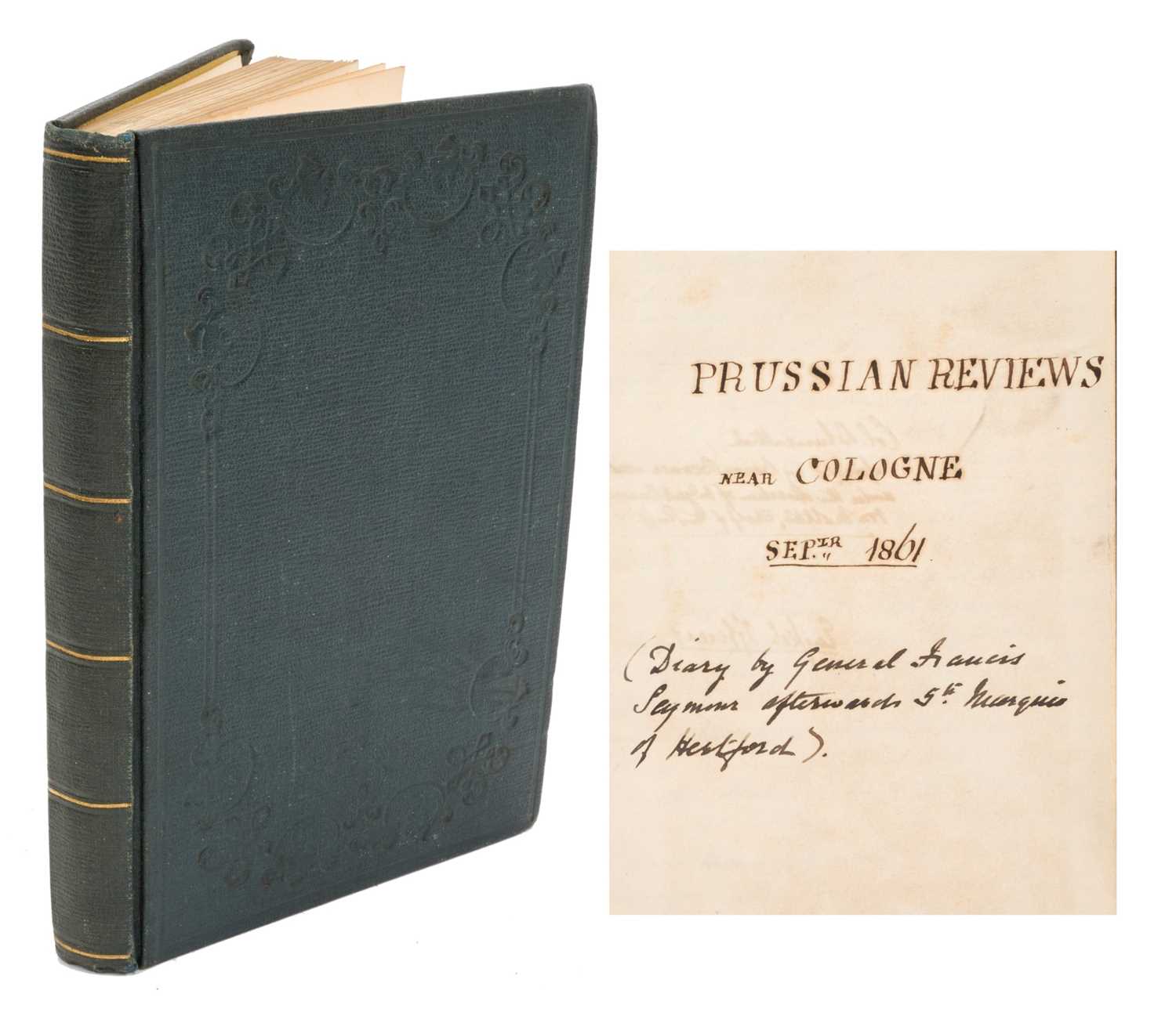 Lot 43 - General Francis Seymour, later 5th Marquess of Hertford, original handwritten diary entitled "Prussian Reviews near Cologne, September, 1861" approximately 34 pages.