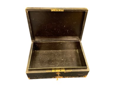 Lot 45 - Scarce Victorian Wickwar & Co. Royal black leather covered Despatch Box with gilt embossed crowned V.R. Cypher and inscription 'Sergeant at Arms House of Commons H. D. Erskine' with Mordan &...