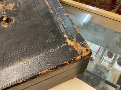 Lot 45 - Scarce Victorian Wickwar & Co. Royal black leather covered Despatch Box with gilt embossed crowned V.R. Cypher and inscription 'Sergeant at Arms House of Commons H. D. Erskine' with Mordan &...