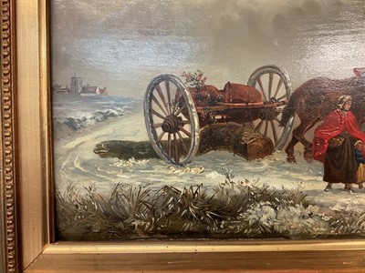 Lot 1329 - Thomas Smythe (1825-1906) oil on panel - The Timber Drag in Snow Covered Landscape, 29.5cm x 54.5cm, in gilt frame. Provenance: Bonhams 6th December 2011, Reydon Hall, lot 276.