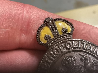 Lot 667 - American Military pocket compass, together with brass Trench Art lighter, Police badges, buttons, bijouterie and sundries.