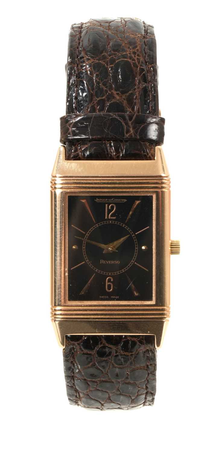 Lot 695 - Jaeger le-Coultre 18ct gold Reverso Classique wristwatch