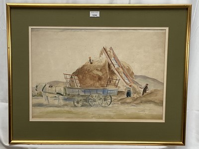 Lot 1056 - *Reginald Brill (1902-1974) watercolour, Hay harvest 1931, signed and dated '31, 38 x 54cm, in glazed frame