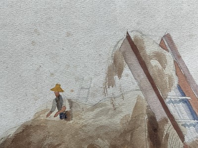 Lot 1056 - *Reginald Brill (1902-1974) watercolour, Hay harvest 1931, signed and dated '31, 38 x 54cm, in glazed frame