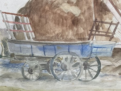 Lot 1056 - *Reginald Brill (1902-1974) watercolour, Hay harvest 1931, signed and dated '31, 38 x 54cm, in glazed frame