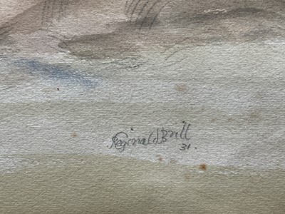 Lot 1056 - *Reginald Brill (1902-1974) watercolour, Hay harvest 1931, signed and dated '31, 38 x 54cm, in glazed frame
