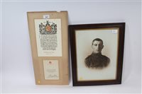 Lot 547 - First World War memorial scroll, named to PTE....