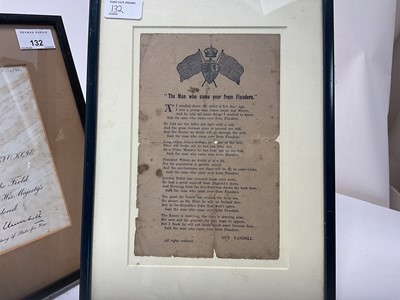 Lot 132 - First World War Mentioned in Despatches (M.I.D.) citation dated 8th November 1918, named to Q.M.A.A.C. 343 Forewoman Miss L. M. Thompson, mounted in a glazed frame, together with a First World W...