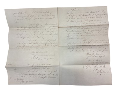 Lot 82 - Of Australian interest, a fascinating group of correspondence between Major General Lachlan Macquarie C.B. The fifth Governor of New South Wales ( from 1810-1821) and various Officers of the 46t...