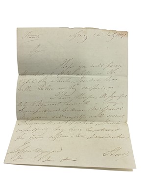 Lot 82 - Of Australian interest, a fascinating group of correspondence between Major General Lachlan Macquarie C.B. The fifth Governor of New South Wales ( from 1810-1821) and various Officers of the 46t...