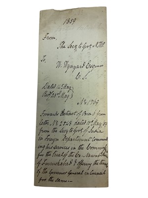 Lot 85 - Of Indian Mutiny interest, a fascinating hand written first hand account of the Mutiny contained in a period journal (kept from April 1857-March 1858) and in a collection of handwritten letters...