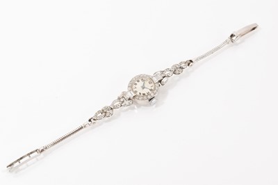 Lot 704 - Art Deco diamond set cocktail watch on a later 9ct white gold bracelet