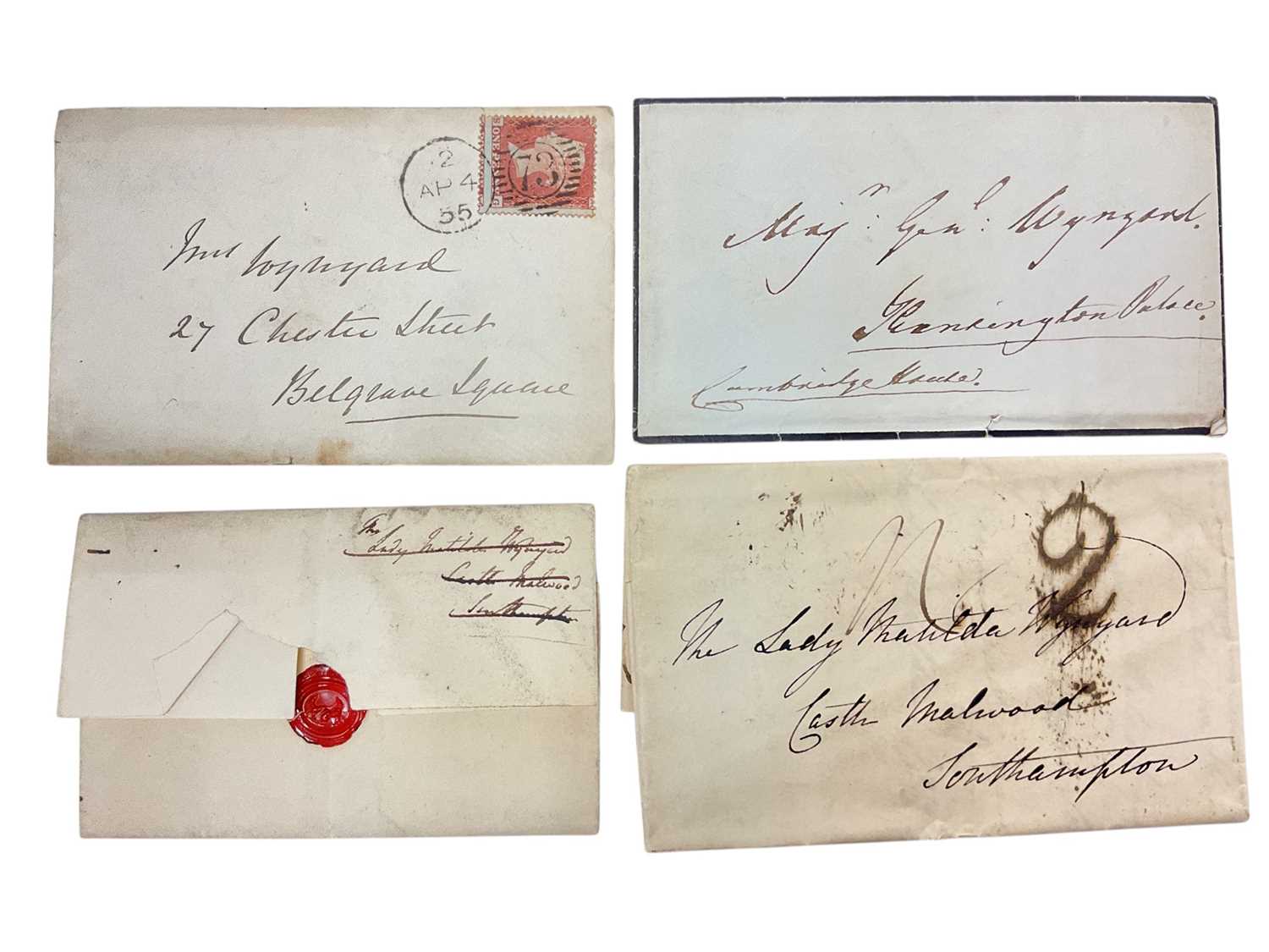 Lot 92 - H.R.H. Princess Sophia Matilda, handwritten letter of condolence with original envelope, H.R.H.Prince Adolphus Duke of Cambridge, handwritten letter of condolence dated 1844 and three others writ...
